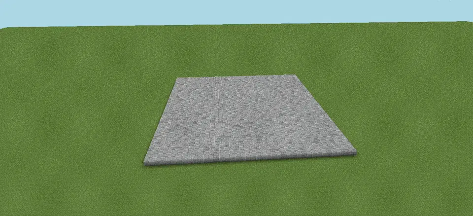 Floor from a weighted block mix: the test plaza after /set 60%polished_andesite,25%andesite,15%stone_bricks