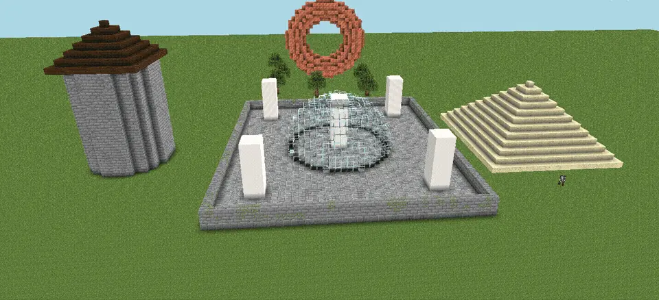 Procedural forest: the test plaza after /forestgen 16 oak 5 at:player